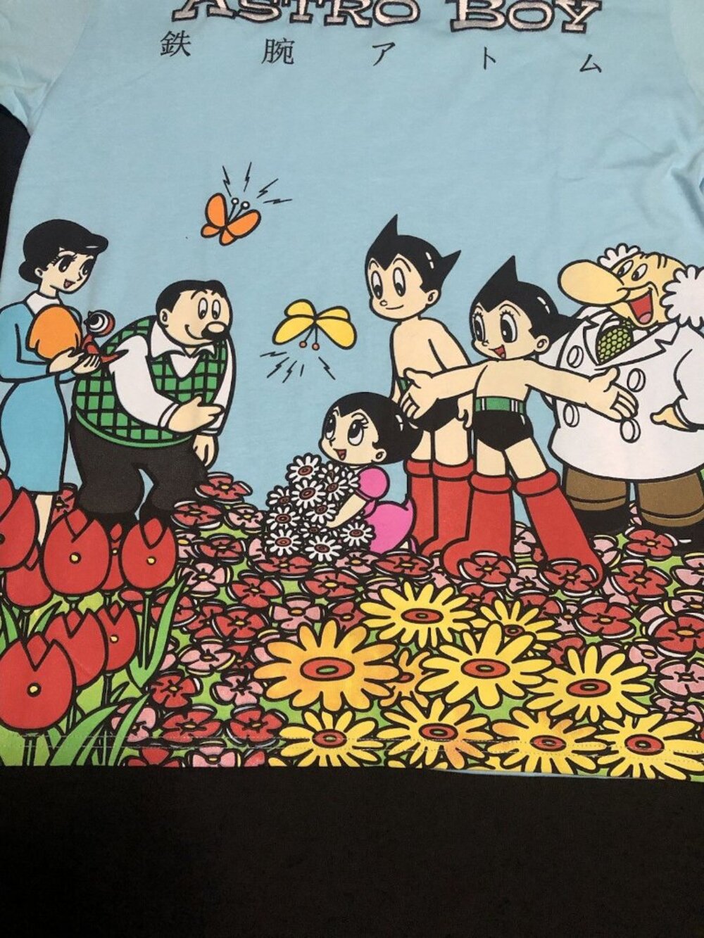 Astro Boy Flower Embroidered Light Blue Short Sleeve T-Shirt M, Lightweight - Picture 2 of 5